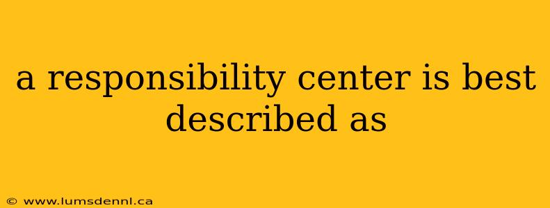 a responsibility center is best described as