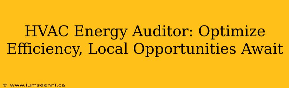 HVAC Energy Auditor: Optimize Efficiency, Local Opportunities Await