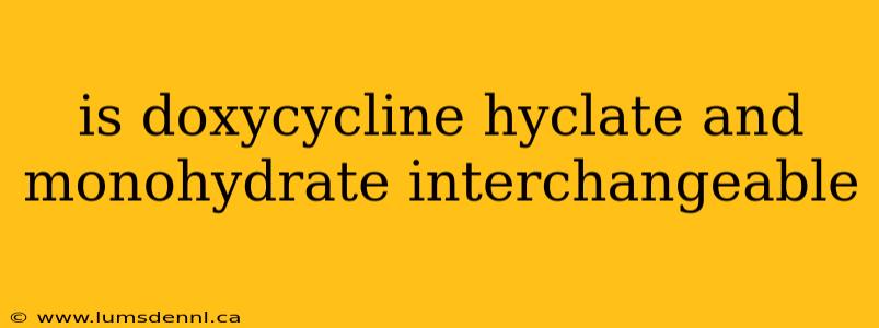 is doxycycline hyclate and monohydrate interchangeable