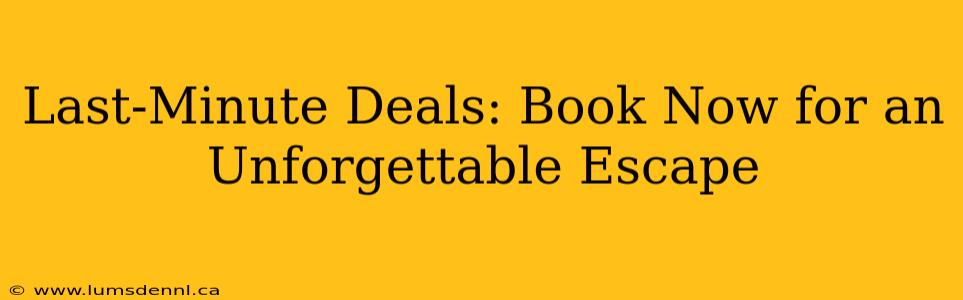 Last-Minute Deals: Book Now for an Unforgettable Escape