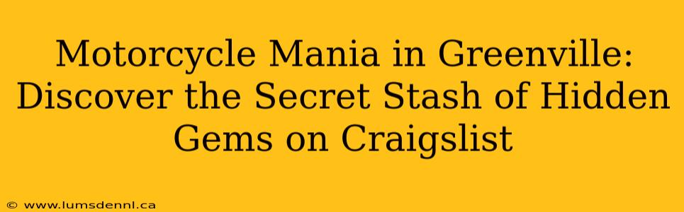 Motorcycle Mania in Greenville: Discover the Secret Stash of Hidden Gems on Craigslist