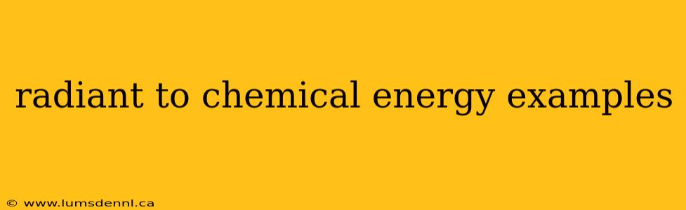radiant to chemical energy examples