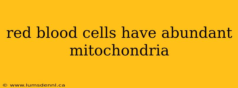 red blood cells have abundant mitochondria