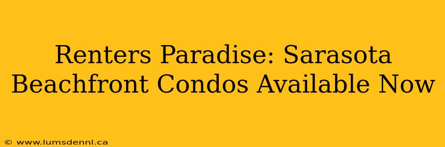 Renters Paradise: Sarasota Beachfront Condos Available Now