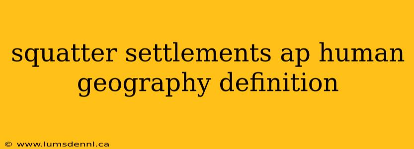 squatter settlements ap human geography definition