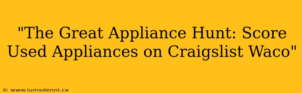 "The Great Appliance Hunt: Score Used Appliances on Craigslist Waco"