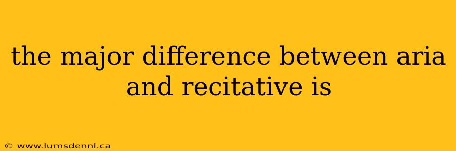 the major difference between aria and recitative is