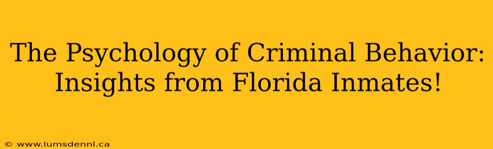 The Psychology of Criminal Behavior: Insights from Florida Inmates!