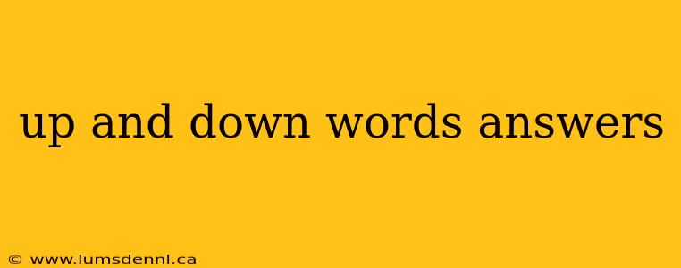 up and down words answers