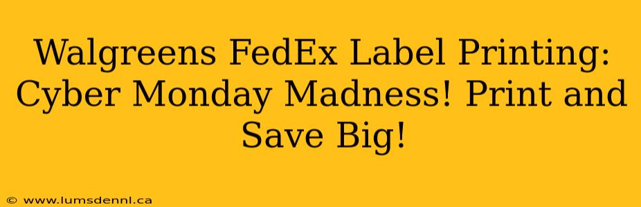 Walgreens FedEx Label Printing: Cyber Monday Madness! Print and Save Big!