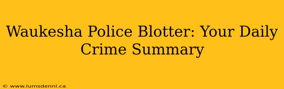 Waukesha Police Blotter: Your Daily Crime Summary
