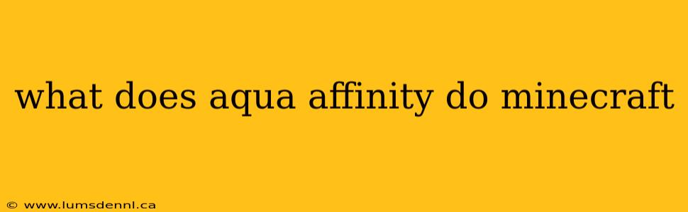 what does aqua affinity do minecraft