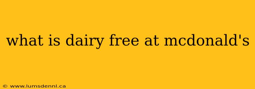 what is dairy free at mcdonald's