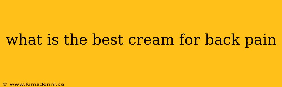 what is the best cream for back pain