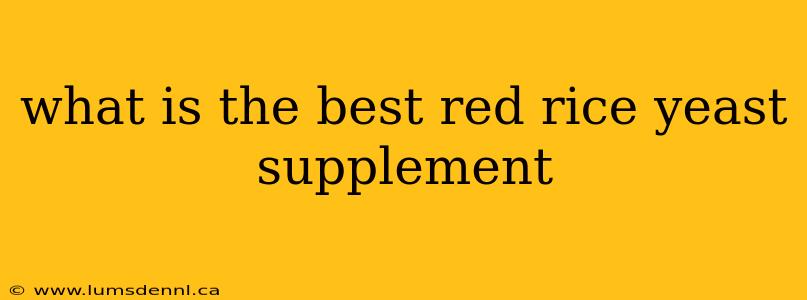 what is the best red rice yeast supplement