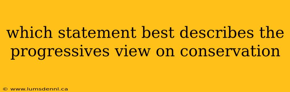 which statement best describes the progressives view on conservation